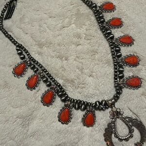 Elegant Silver and Red Necklace